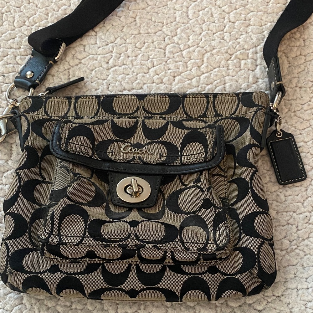Coach Black and Brown Signature Crossbody Bag